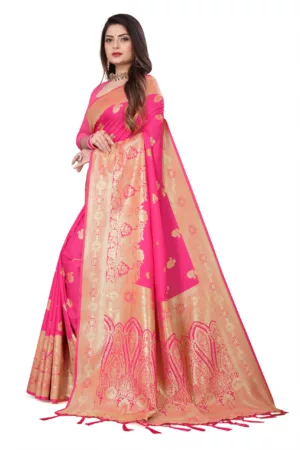 Fiery Rose Silk Saree