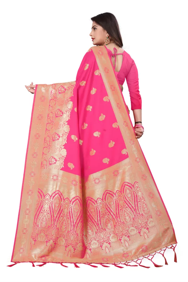 Fiery Rose Silk Saree